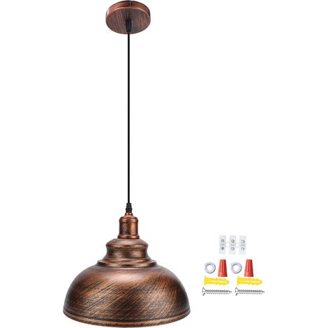 Lampe à suspension avec couvercle de Pot industriel de Style moderne, pour salle à manger, plafonnier d'étude, décorations en Bronze de 30cm de diamètre