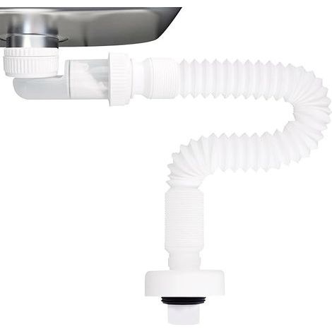 Washbasin Siphon, Siphon, Extendable from 380 to 930 mm, for Bathroom, Kitchen (1/5)