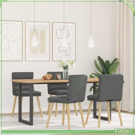 Chaise de salle à manger - 3315394 - gris foncé tissu - structure métal et bois d'hévéa - lot de 4 (1/5)
