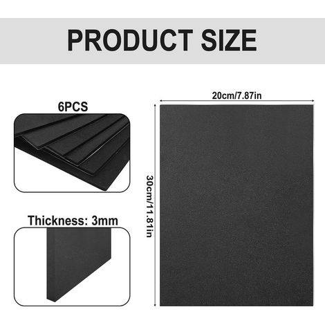 Set mit 6 schwarzen, selbstklebenden EVA-Schaumstoffplatten mit Kleberückseite (30 x 20 cm), formstabile Schaumstoffplatten, rutschfeste Schaumstoffmatten, zuschneidbare Schaumstoffplatten für Möbel (1/5)