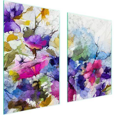 Assiette de protection en verre pour la cuisine 65x52 fleurs (1/5)