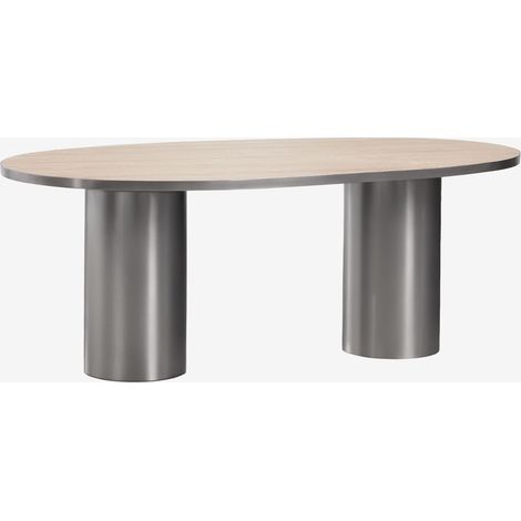 SKLUM Ovaler Esstisch 220x110 cm aus Naturstein und Edelstahl Fertrix                      Travertine             