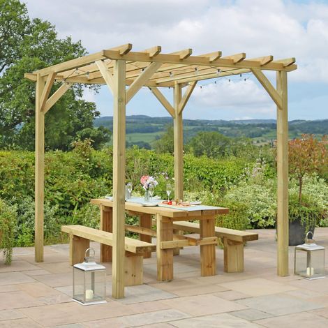 Zest Ascot Wooden Garden Arch Pergola Plant Support Trellis 2.4m (1/5)