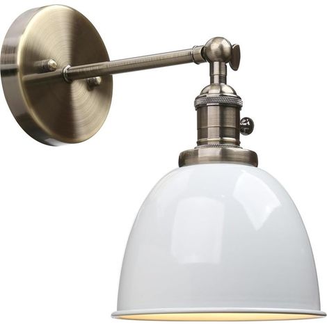 Métal Réglable Applique Luminaire Style de Bol en Fer Abat-jour Lampe Murale Industrial Rétro Eclairage Blanche(pas d'ampoule) (1/5)