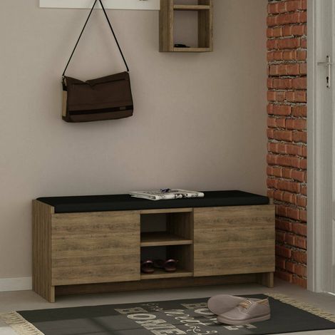 Dmora - Zapatero Algedi, Zapatero, Armario de entrada multiusos, Zapatero, 110x37h43 cm, Roble, con embalaje reforzado (1/5)