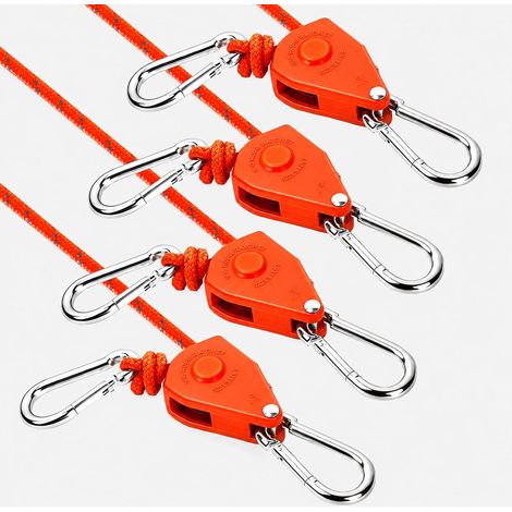 (4, Orange, 40, Centimètres) Corde pour auvent avec Crochet et tendeur, 4 m – Sangle à cliquet réfléchissante et réglable (1/5)