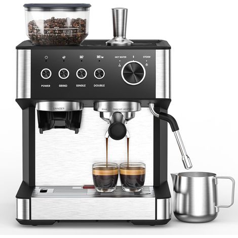 Machine Expresso avec Broyeur 20 Bars 1500W, 30 Niveaux de Mouture, Contrôle PID, Réservoir 2,3L, Porte-filtre 58mm, Inox (1/5)