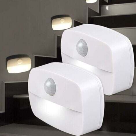 Veilleuse LED, [Lot de 2] Veilleuse PIR LED Auto On Off, Applique Murale, Lampes de Placard Détecteur de Mouvement, Lumières Sûres pour Escaliers, Couloir, Salle de Bain, Cuisine, Armoire [Classe éner