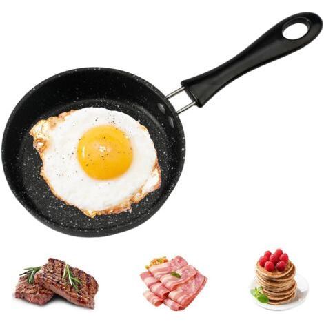 12 cm Mini Frying Pan for One Egg, Mini Induction Frying Pan, Small Induction Frying Pan with Handle, Small Non-Stick Egg Frying Pan, Portable, for Eggs (1/4)