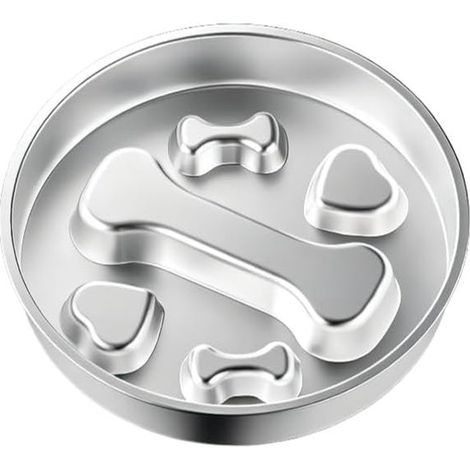Gamelle anti-glouton en acier inoxydable - avec un support à nourriture en métal pour favoriser le développement cérébral - capacité de deux tasses (1/5)
