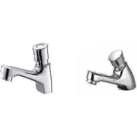 Robinet chromé avec arrêt automatique, fonction d'économie d'eau et minuterie pour évier de cuisine ou de salle de bain, pour usage domestique ou comm (1/3)