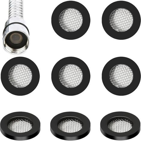8 Pièces Joint en Acier Inoxydable Rondelle en Caoutchouc, Filet Filtre en Acier Inoxydable Joint, Rondelle Caoutchouc Joint Torique Filtre, Crépine, Douche, Bague d'Étanchéité(19cm)