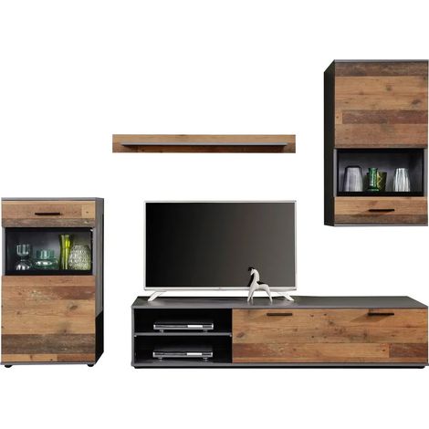 MANGO - Meuble salon/séjour en mélaminé. Meuble TV (max 50 pouces) avec de l'espace de rangement. L-H-P : 246 - 182 - 37 cm (1/5)
