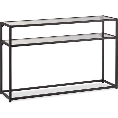 Tavolo da console stretto decorativo moderno portaoggetti corridoio 90 x 30 x 75 cm in metallo nero 130009066