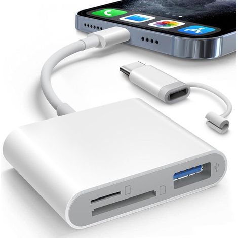 Lector de tarjetas SD para iPhone，lector de tarjetas de memoria con adaptador USB para cámara，visor de cámara para vida silvestre (1/3)