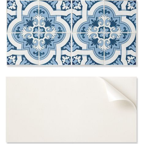 Revestimiento mural de vinilo est茅tico con estampado de azulejos de 100x50 cm con motivos ornamentales.