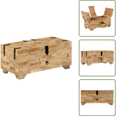 Table basse Bois de manguier massif 80x40x35 cm - Table Basse - Meubles De Salon - Table D'appoint - Bois De Manguier - Mobilier Rustique (1/5)