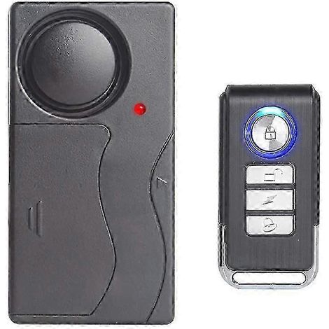 Alarma de vibración inalámbrica PDIN, alarma antirrobo para bicicleta/motocicleta/coche/vehículos/puerta/ventana, 110 dB súper potente (control remoto incluido). (1/4)