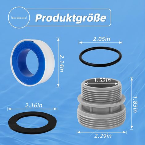 ANTOBLE Tuyau de piscine - Adaptateur de tuyau de piscine - 38 mm - Kit de conversion 40 mm vers DN40 (1 1/2") - Pour tuyau de piscine Intex, Coleman & Hayward 4560 (1/4)