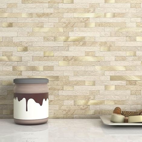 Adhesive Mosaic Tiles for Underground Marble Walls Beige