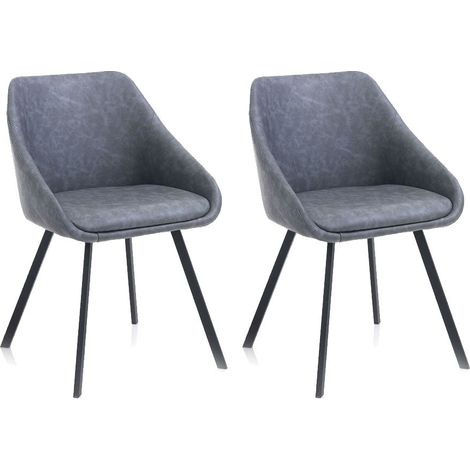 Set 2 Sedie 51x44x77 cm in Similpelle Grigio