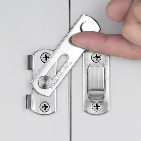 4 loquets pour portes de grange, 7 x 5 cm, acier inoxydable, finition nickel brossé, double pliage, style antique, pour portes intérieures et armoires (1/5)