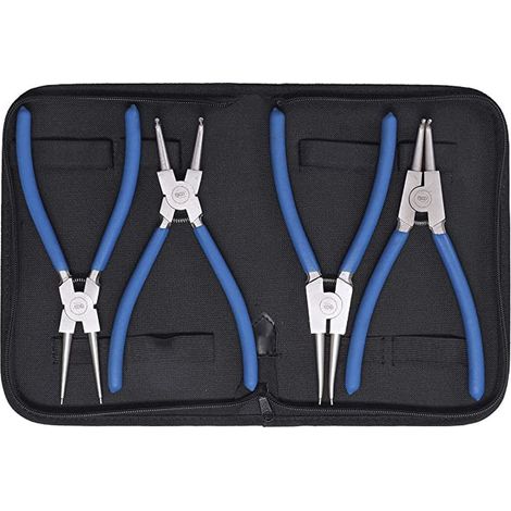 Jeu de 4 pinces a circlips interieur, exterieur droites et coudees 225 mm (1/4)