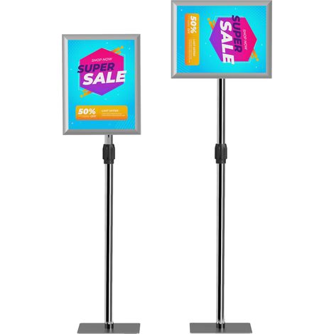 Präsentationsstaffelei für A3-Poster, höhen- und neigungsverstellbar, Stahl und Aluminium, silber