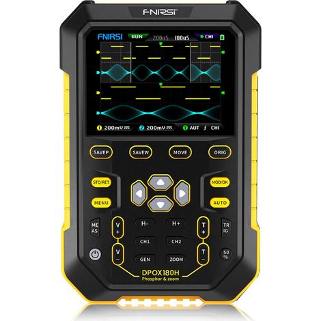 FNIRSI DPOX180H 2 Channel 180MHZ 2-IN-1 Digital Phosphor Oscilloscope Yellow / US plug (1/2)