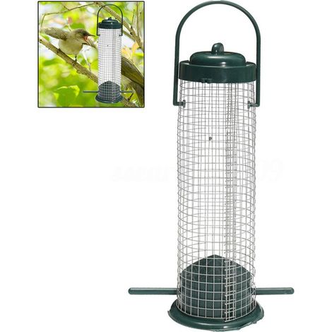 Distributeur de Nourriture pour Oiseaux en Plastique avec Grille Fil - Mangeoire Extérieure Suspendue pour Jardin (1/5)