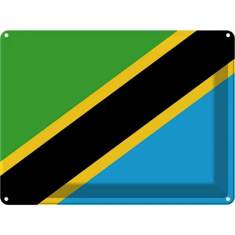 Plaque métallique 30x40 cm Drapeau et armoiries de la Tanzanie (1/5)