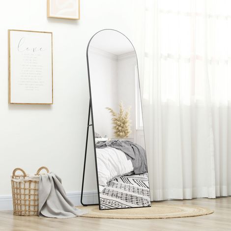 Specchio da terra ad arco 150 x 50 cm con supporto, vetro nero HAVRYA (1/5)