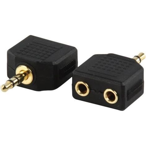 Adaptateur audio - ZUTTA-TECH - Jack 3,5mm mâle vers 2 x Jack 3,5mm femelles - Noir - Stéréo - Câble audio