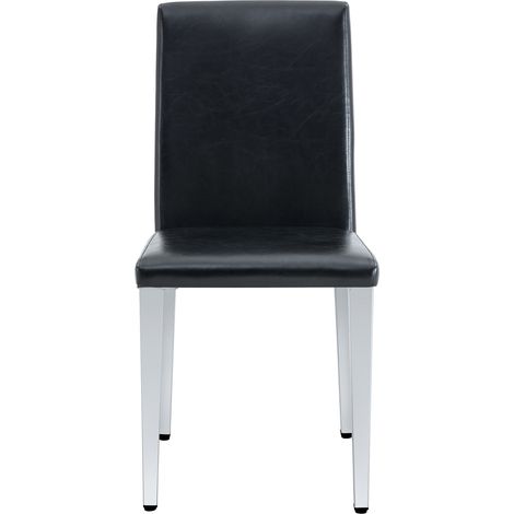 Set de 4 sillas de comedor minimalistas de PU negro con patas de metal plateado MODENUIT (1/5)