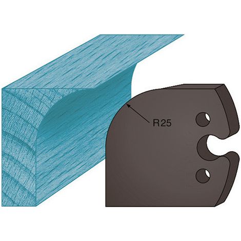 Diamwood Jeu de 2 Contre-Fers Profilés Ht. 48 x 5,3 mm Congé A218 pour Porte-Outils de Toupie - Acier de Haute Qualité - Entraxe 24 mm - Compatible avec CMT, LEMAN, HOLZMANN (1/2)