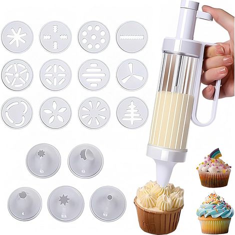 Seringue à décorer avec 6 douilles réutilisables. Outil de décoration pour glaçage, biscuits et gâteaux. Pour maison. (1/5)