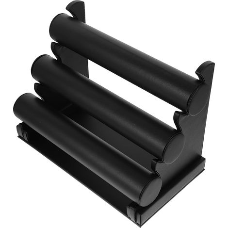 Présentoir à Bijoux Multi-niveaux 3 Couches en Cuir Pu Noir Support à Montres et Bracelets Amovible Rangement Bureau Organisateur pour Bijoux et Montres (1/5)