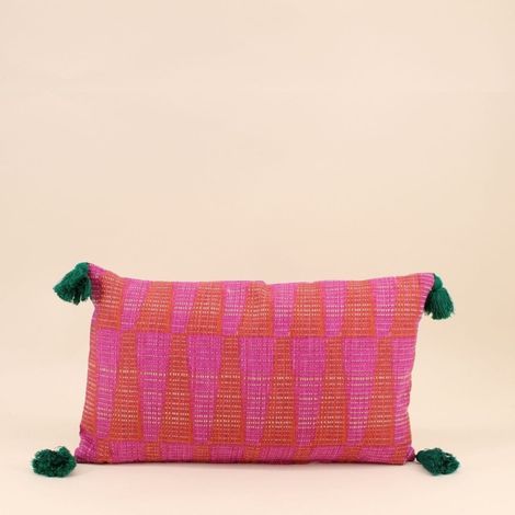 Coussin déperlant & anti-uv rose et orange 30x50cm