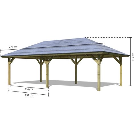 Pavillon Holm 2 359x706x315 im Set mit Schindeln,KDI (1/4)