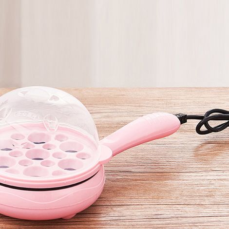 Robot de cuisine multifonction : cuiseur et friteuse d'œufs 2 en 1 antiadhésif, fonction arrêt automatique, 1000g, rose, pour maison et dortoir (1/4)