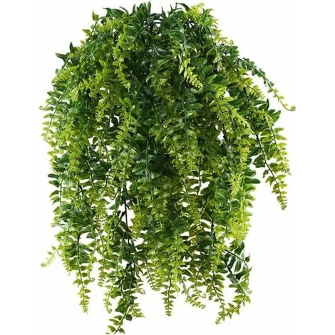 2pcs Fougère Artificielle Tombante 90cm Plante Tombante Plastique Lierre Artificiel Guirlande Feuille Verte Liane à Suspendre Fausse Fougere de Boston pour Mur Maison Panier Suspendu (1/5)