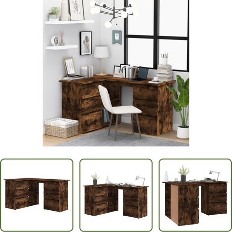 Holzschreibtisch -  Eckschreibtisch Räuchereiche 145x100x76 cm Holzwerkstoff (1/5)