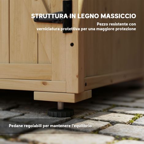 Armoire de jardin en pin avec toit incliné et étagère réglable, 77,5 x 88 x 90 cm