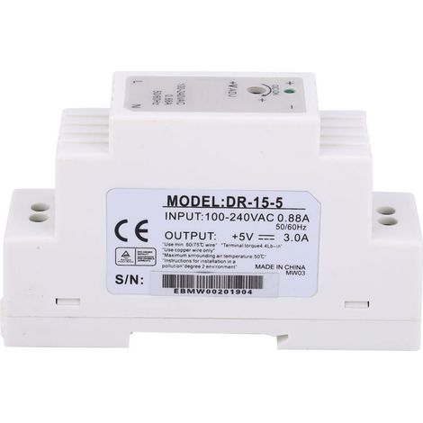 Alimentation à Découpage Monorail DIN 15W 5V 3A Sortie Unique (1/4)