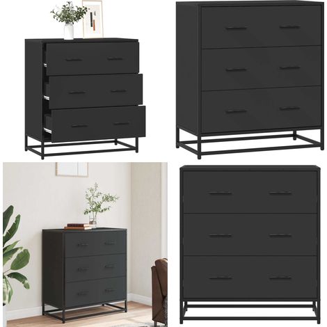 vidaXL Buffet noir 68x35x76 cm bois d'ingénierie et métal (1/5)