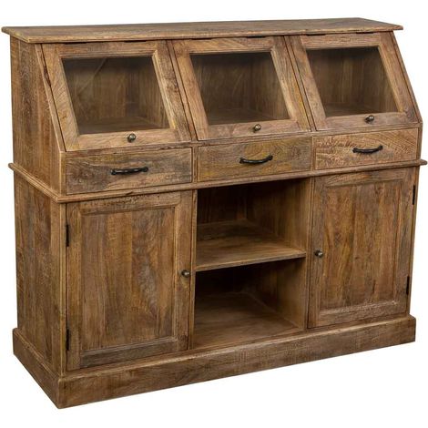 Aparador de madera envejecido marrón 129x45x106 (1/5)