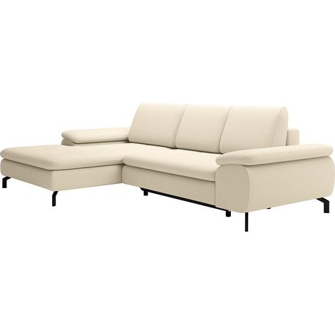 Canapé d'angle gauche convertible en tissu texturé beige ARCHIBALD