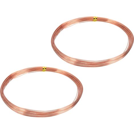 Fil De Cuivre Nu Solide 99,9%, Fil De Cuivre naturel Souple 30 Pieds Calibre 22 (0,6mm) Pour Fabrication De Bijoux, Artisanat, Jardinage Electroculture, Pack De 2 (9m) (1/5)