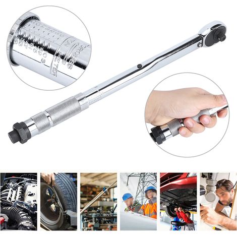 Clé dynamométrique 3/8 po 19-110 Nm, haute précision, à cliquet préréglé et à dégagement rapide, avec accessoires (1/5)
