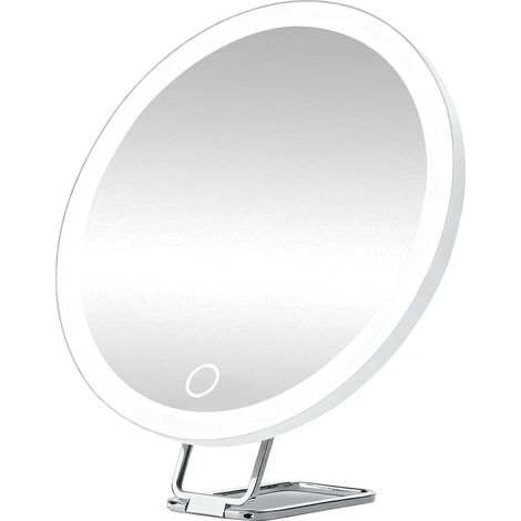 Miroir Grossissant Lumineux 40X, Grand Miroir de Maquillage, Tricolore, Miroir Cosmétique Réglable Avec Support de Table Rotatif à 360°, Loupe LED Portable Avec 3 Ventouses utilisation à 5-8CM (1/5)